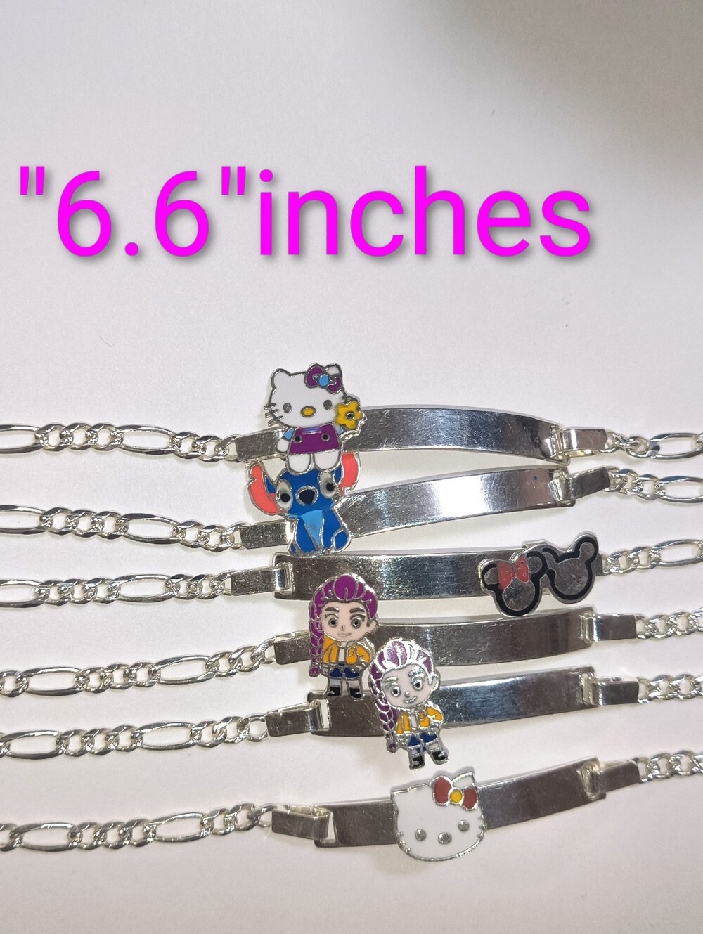 925 Sterling Silver Stitch Kids ID Bracelet 6.6"